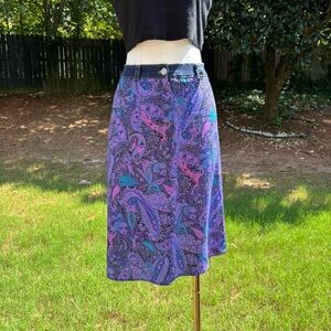 90s y2k vintage Charlotte Russe denim & paisley midi skirt 🧚‍♀️